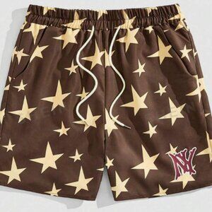 ROMWE Prep Men Star Print Drawstring Waist Shorts, XL, New with Tags